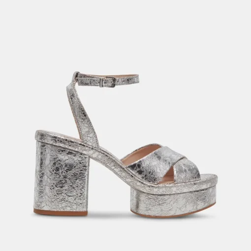 LAISHA HEELS SILVER DISTRESSED LEATHER