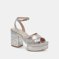 LAISHA HEELS SILVER DISTRESSED LEATHER