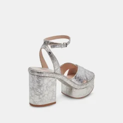 LAISHA HEELS SILVER DISTRESSED LEATHER