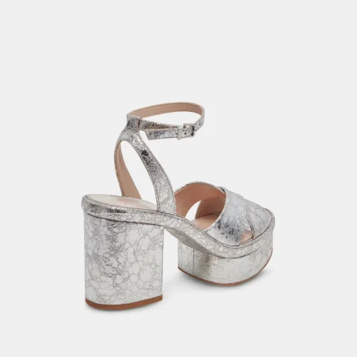 LAISHA HEELS SILVER DISTRESSED LEATHER