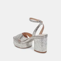 LAISHA HEELS SILVER DISTRESSED LEATHER
