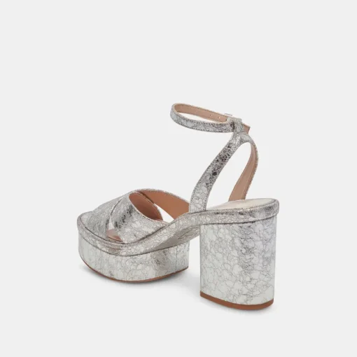 LAISHA HEELS SILVER DISTRESSED LEATHER