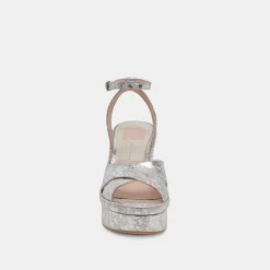 LAISHA HEELS SILVER DISTRESSED LEATHER
