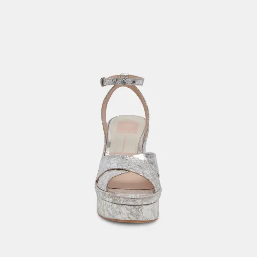 LAISHA HEELS SILVER DISTRESSED LEATHER