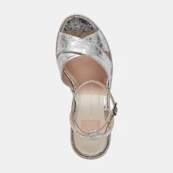 LAISHA HEELS SILVER DISTRESSED LEATHER