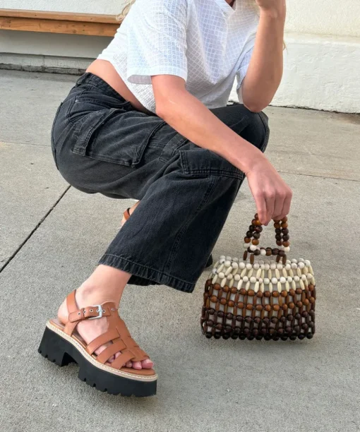 LATICE SANDALS BROWN LEATHER