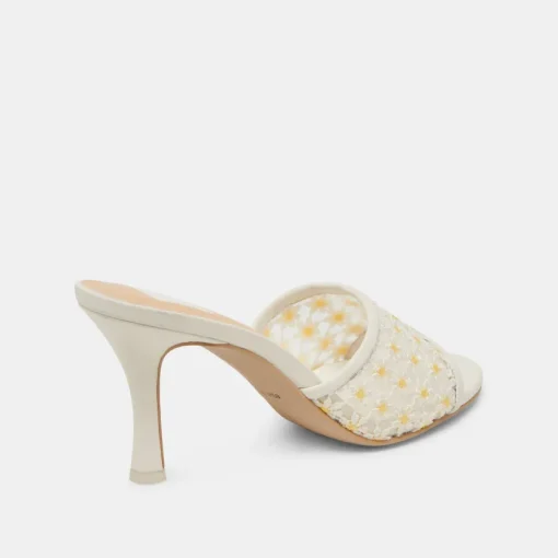 LAVENA FLORAL HEELS WHITE YELLOW FLORAL MESH