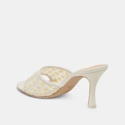 LAVENA FLORAL HEELS WHITE YELLOW FLORAL MESH
