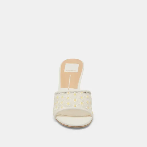 LAVENA FLORAL HEELS WHITE YELLOW FLORAL MESH