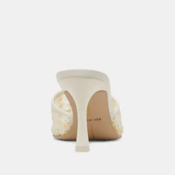 LAVENA FLORAL HEELS WHITE YELLOW FLORAL MESH