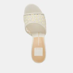 LAVENA FLORAL HEELS WHITE YELLOW FLORAL MESH