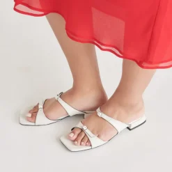LAVERN SANDALS OFF WHITE CRINKLE PATENT