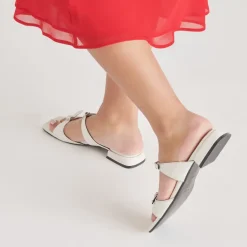 LAVERN SANDALS OFF WHITE CRINKLE PATENT