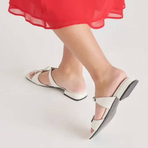 LAVERN SANDALS OFF WHITE CRINKLE PATENT