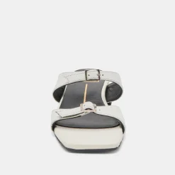 LAVERN SANDALS OFF WHITE CRINKLE PATENT