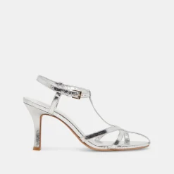 LIANE HEELS SILVER DISTRESSED LEATHER