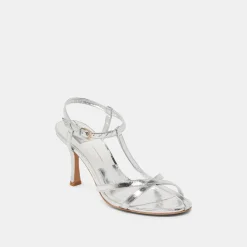 LIANE HEELS SILVER DISTRESSED LEATHER