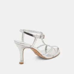 LIANE HEELS SILVER DISTRESSED LEATHER
