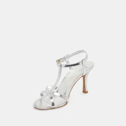 LIANE HEELS SILVER DISTRESSED LEATHER