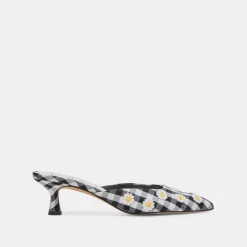 LILOU HEELS BLACK WHITE GINGHAM