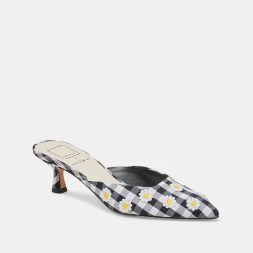 LILOU HEELS BLACK WHITE GINGHAM