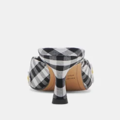 LILOU HEELS BLACK WHITE GINGHAM