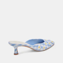LILOU HEELS WHITE BLUE GINGHAM