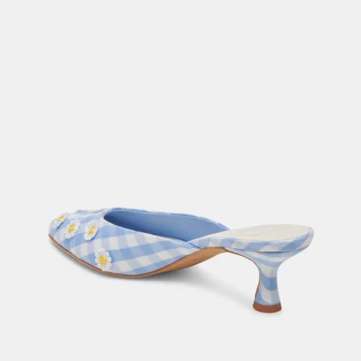 LILOU HEELS WHITE BLUE GINGHAM
