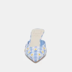 LILOU HEELS WHITE BLUE GINGHAM