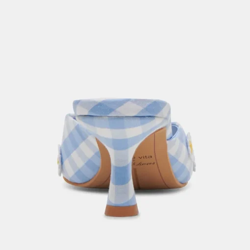 LILOU HEELS WHITE BLUE GINGHAM