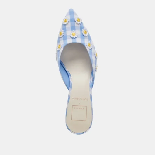 LILOU HEELS WHITE BLUE GINGHAM