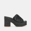 LISHA HEELS ONYX RAFFIA
