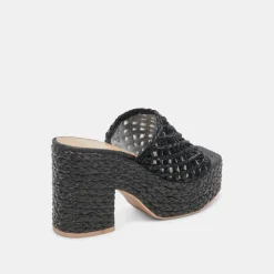 LISHA HEELS ONYX RAFFIA