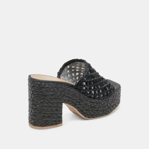 LISHA HEELS ONYX RAFFIA