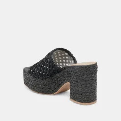 LISHA HEELS ONYX RAFFIA