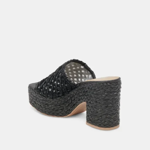 LISHA HEELS ONYX RAFFIA