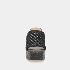 LISHA HEELS ONYX RAFFIA