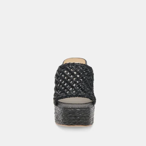 LISHA HEELS ONYX RAFFIA