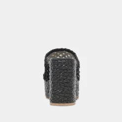 LISHA HEELS ONYX RAFFIA