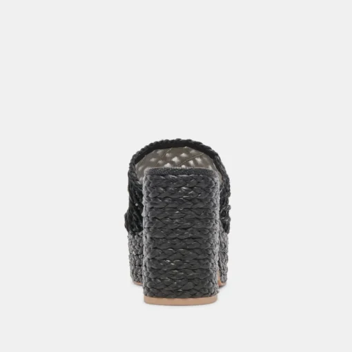 LISHA HEELS ONYX RAFFIA