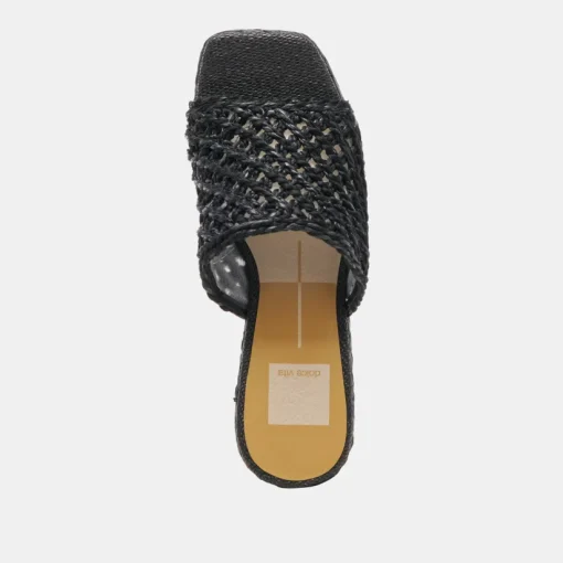 LISHA HEELS ONYX RAFFIA