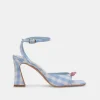 LOISE HEELS WHITE BLUE GINGHAM