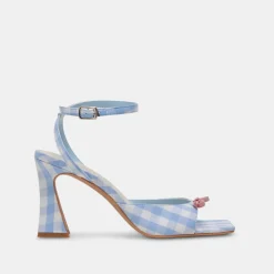 LOISE HEELS WHITE BLUE GINGHAM