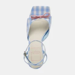 LOISE HEELS WHITE BLUE GINGHAM