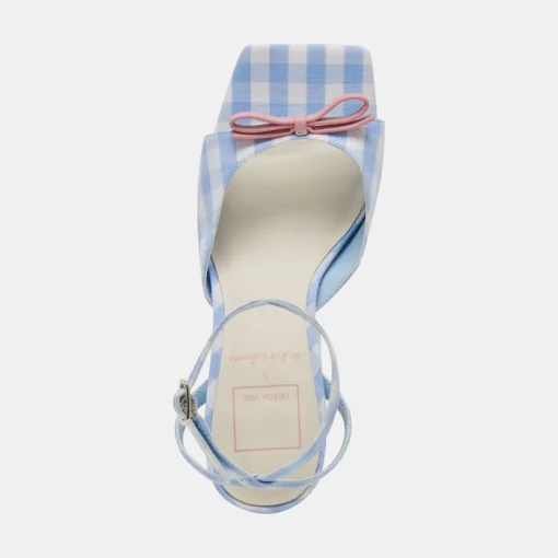 LOISE HEELS WHITE BLUE GINGHAM