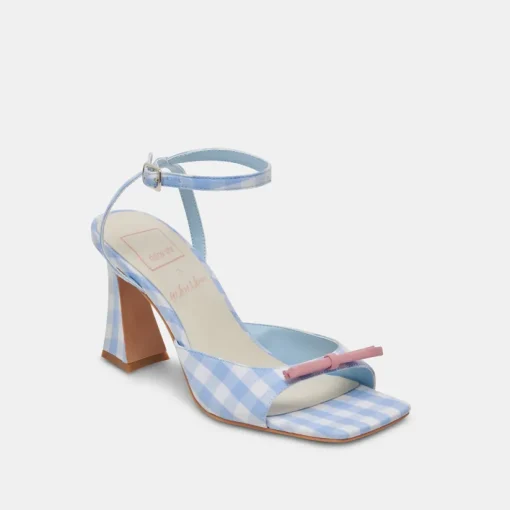 LOISE HEELS WHITE BLUE GINGHAM
