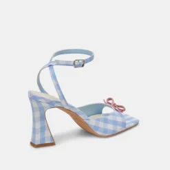 LOISE HEELS WHITE BLUE GINGHAM