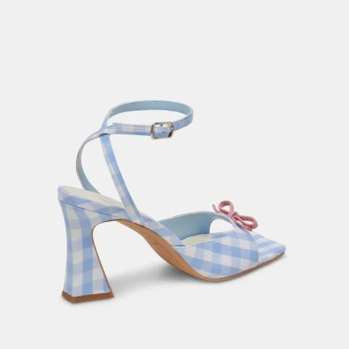 LOISE HEELS WHITE BLUE GINGHAM