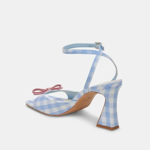 LOISE HEELS WHITE BLUE GINGHAM