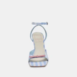 LOISE HEELS WHITE BLUE GINGHAM